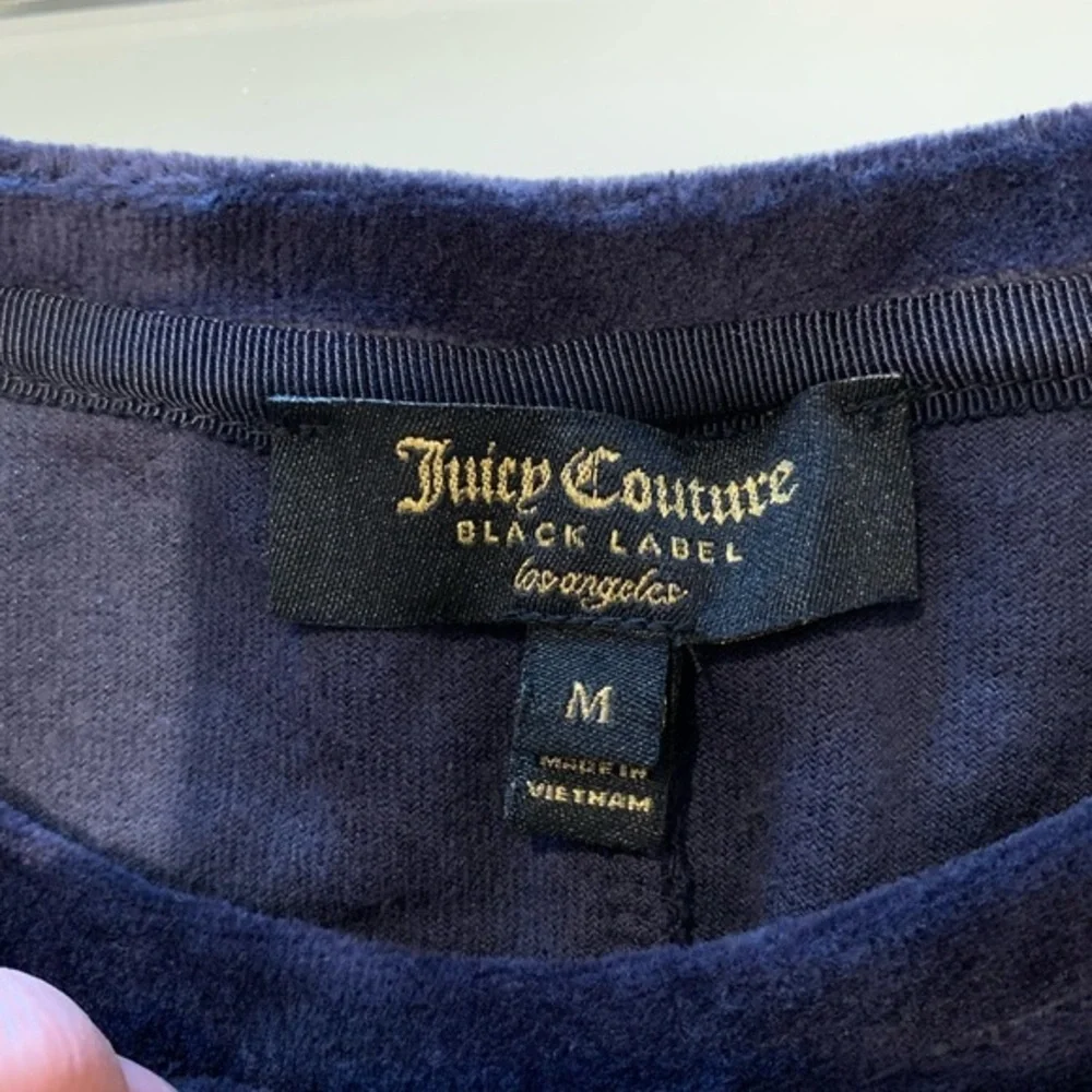 Juicy Couture Gold Button Blue Stretch Velvet Dress